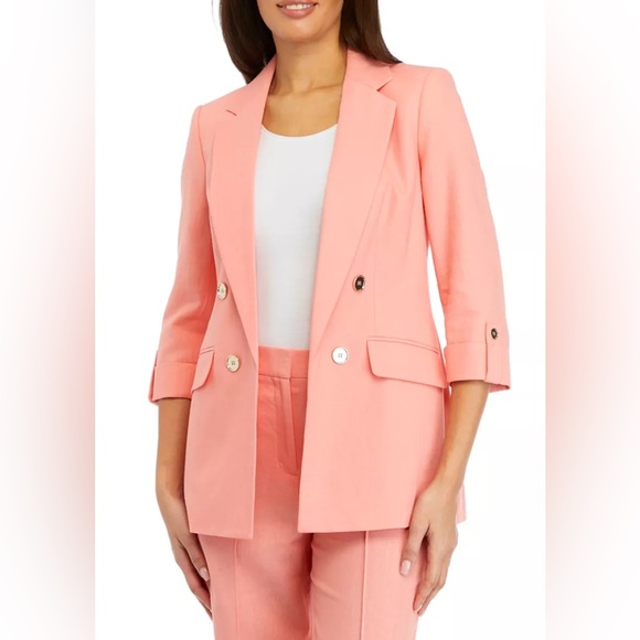 The Limited Jackets & Blazers - THE LIMITED Women's Linen Faux Double Breasted Blazer Peach Color Jacket Large